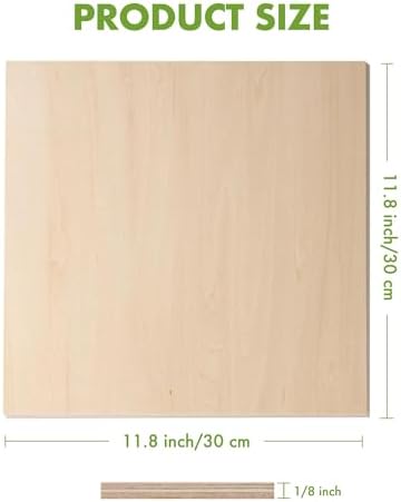 ROBOTIME 3mm Plywood 6 Pcs, 1/8 Maple Plywood for Laser Cutting & Engraving, Thin Maple Boards 12"x12" Wood Sheets