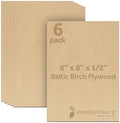 12 mm Baltic Birch Plywood 1/2 - B/BB Grade Craft Wood, Stronger Than Basswood Sheets, for Laser, CNC Cutting and Wood Burning, by Woodpeckers (6, 6" x 8")