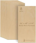 Baltic Birch Plywood 24 x 48 x 1/4 Inch - 6 mm Craft Wood, Pack of 8 B/BB Grade, Stronger Than Basswood Sheets or Balsa Wood, Perfect for Laser, CNC Cutting, Wood Burning, by Woodpeckers