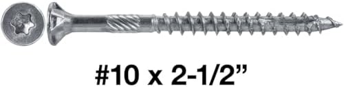 #10 x 2-1/2" Silver Star Stainless Steel Wood Screw Torx/Star Drive Head - Grade 305 Stainless Steel Torx/Star Drive Wood Screws - (Full Box - 2,000 Approx. Screw Count)