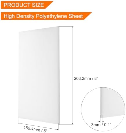 MECCANIXITY UHMW Sheet Ultra High Molecular Weight Polyethylene Sheet, 1/8" Thick Hard HDPE Plastic Sheet Board for DIY Craft 6" x 8" White