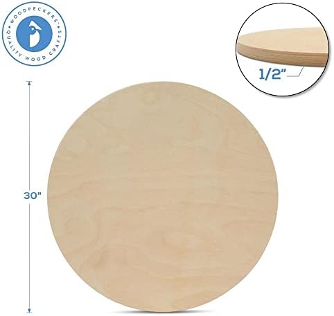 Wood Circles 30 inch, 1/2 Inch Thick, Birch Plywood Discs, Pack of 3 Unfinished Wood Circles for Crafts, Wood Rounds by Woodpeckers