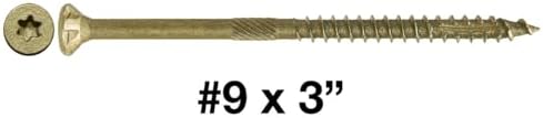 9 x 3 Bronze Coated Multipurpose Exterior Coated - ACQ Compatible Wood Screw Torx/Star Drive Flat Head - CASE Qty 42 Boxes 3,276 Screws
