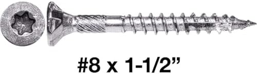 Jake Sales #8 x 1-1/2" Silver Star Stainless Steel Wood Screw Torx/Star Drive Head - Grade 305 Stainless Steel Torx/Star Drive Wood Screws - CASE Qty 42 Boxes 8,274 Screws