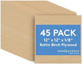 3 mm Baltic Birch Plywood 1/8 x 12 x 12 Inch, Box of 45 B/BB Grade Craft Wood, Stronger Than Basswood Sheets, for Laser, CNC Cutting and Wood Burning, by Woodpeckers