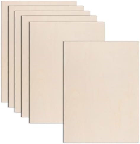 AWIZOM 6 Pack Basswood Sheets for Crafts-18 x 24 x 1/8 Inch- 3mm Thick Plywood Sheets with Smooth Surfaces Unfinished Wood Boards for Laser Cutting, Wood Burning, Architectural Models, Staining