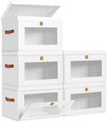 DIMJ Storage Bins with Lids - 5 Pack Large Fabric Closet Organizer with Window & Handles, Collapsible Decorative Storage Boxes for Shelves Under Bed, Books Clothes Blankets Sweaters Organization