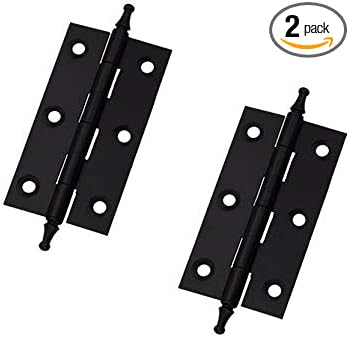 Solid Brass Folding Butt Hinges Mcredy 3 x 0.9 Inch Door Hinges Antique Style with Ball Finials,Pack of 2(Black)