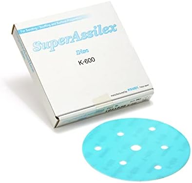 Super Assilex Flexible 5 inch Sanding Discs, SKY K-600, 7 Holes, Hook & Loop, 195-1538, 25 Discs