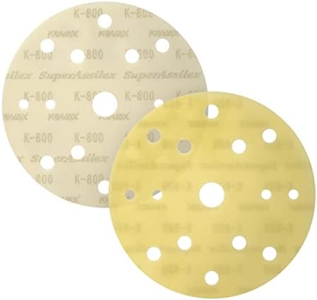 Super Assilex Flexible 6 inch Sanding Discs, Lemon K-800, 15 Holes, Hook & Loop, 193-1579, 25 Discs