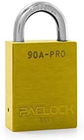PACLOCK's 90A-PRO Padlock, 1/4" Diameter Hard. Steel Shackle, 3/4" Tall, High Performance 7-Pin Cylinder w/ 1 Key, Keyed Differently, Yellow