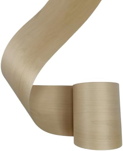 Maple Wood Veneer Sheet,Flat Cut,8.5''x 98'',Iron On Stick Veneer Roll Without Paper,Pre-glued Hot Melt Self Adhesive Strip for Cabinet Furniture Plywood Door Speaker Renovation Woodworking
