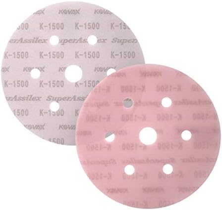 Super Assilex Flexible 6 inch Sanding Discs, Peach K-1500, 7 Holes, Hook & Loop, 193-2545, 25 Discs
