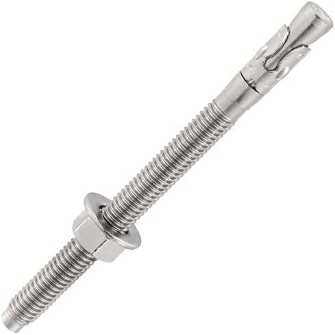 Wensilon 5Pcs 5/8x6 Inch Standard Fasteners for Heavy-Duty 304 Stainless Steel Wedge Anchors for Cement and Concrete