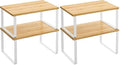 SONGMICS Cabinet Organizer Shelf, Set of 2 Kitchen Counter Shelves, Kitchen Storage, Spice Rack, Stackable, Expandable, Metal and Engineered Wood, Cloud White and Natural Beige UKCS02NW (Pack of 2)