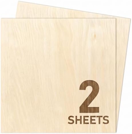 Baltic Birch Plywood - 1/8 Inch Thickness - 11.8" x 11.8" Wood Sheets for Laser Cutting, CNC Cutting and Crafts (2, 11.8 X 11.8)