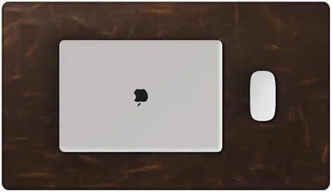 YSAGi Leather Desk Mat, 23.6"x13.8"Real Leather Desk Pad, 2mm Thick Desk Blotter with Stiched line,Oil-Wax Feel Mouse pad and Self-Healing Laptop Pad for Home & Office(Classic Dark Brown)
