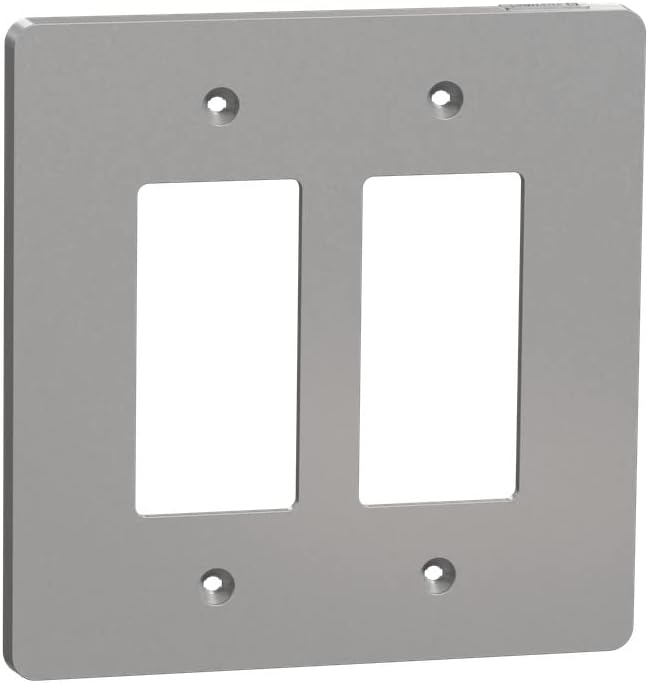 Square D by Schneider Electric X Series Wall Plate for Outlet and Light Switch, Mid Size Plus 2 Gang, Matte Gray