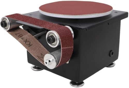 Mini Belt Disc Sander 2 in 1,Bench Grinder Small Spindle Sander Machine for Wood Metal Stone Diy Grinding,Adjustable Speed Electric Sander