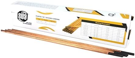 SÜA - DC Copper Coated Pointed Carbon Gouging Rod - 3/16" x 12" - (50 Rods)