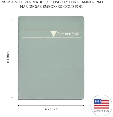 Planner Pad Spiral Bound January-December 2026/ Calendar Year 6 3/4" x 8 1/2" Medium 3-Tier Funnel Down 12 Month Organizer, Greenish Grey Cover/Soft Green Ink