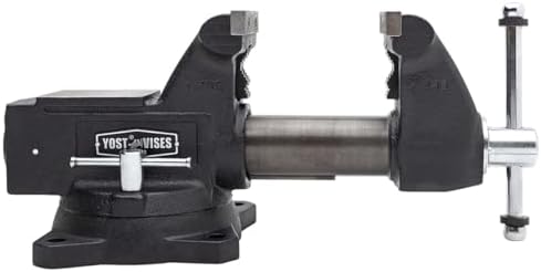 Yost HD450-C Heavy Duty 4-1/2 Inch Mechanics Work Bench Vise | Heavy Duty Woodworking & Metal Work Table with Secure Grip Swivel Base | 60,000 PSI Casting Iron Material with Extra-large Anvil Surface