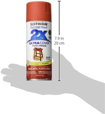 Rust-Oleum 249068 Painter's Touch 2X Ultra Cover Spray Paint, 12 oz, Satin Paprika (Pack of 4)