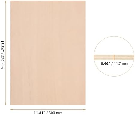 6 Pack 12x16 Inch Baltic Birch Plywood, 1/2 Thick Unfinished Plywood Sheets Rectangle Laser Engraving Wood Panels for Crafts, DIY Projects, Christmas Decor