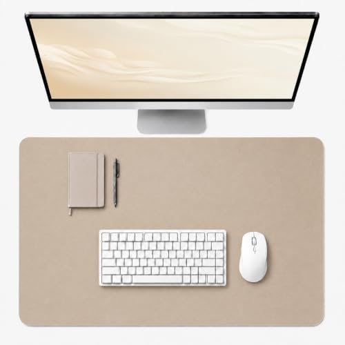 Leather Desk Pad Protector, 24" x 17", Eggshell Desk Mat