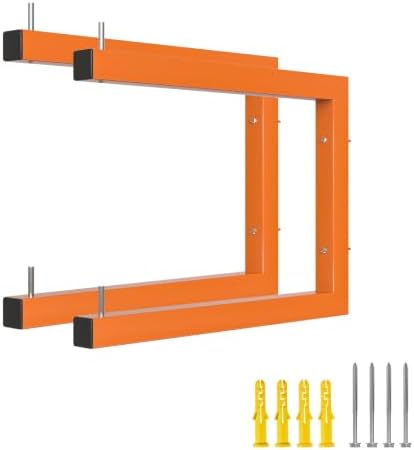 2 Pack Lumber Storage Rack, 4 Tier Wall Mount Wood Organizer, 440 LBS