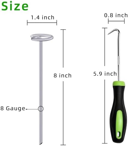 8 Inch Circle Top Landscape Staples, 100Pcs 8 Gauge Galvanized Steel Heavy Duty Gardn Stakes for Outdoor Gardening Weed Barrier Sod Fabric