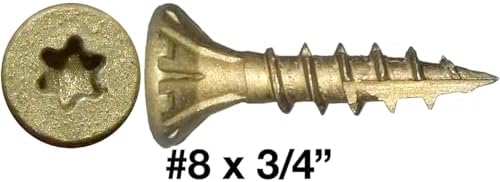 8 x 3/4" Bronze Coated Multipurpose Exterior Coated - ACQ Compatible Wood Screw Torx/Star Drive Flat Head 5 Pound CASE 17145 Screws