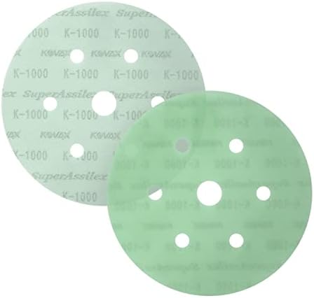 Super Assilex Flexible 6 inch Sanding Discs, Lime K-1000, 7 Holes, Hook & Loop, 193-2547, 25 Discs