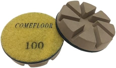 Hybrid Diamond Ceramic Polishing Pucks, Aggressive Concrete Terrazzo Floor Hook n Loop Grinding Pads, 3 Inch Long Using Life Transitional Discs,100# 9PCS