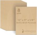 3 mm Baltic Birch Plywood 1/8 x 9 x 12 Inch, Box of 8 B/BB Grade Craft Wood, Stronger Than Basswood Sheets, for Laser, CNC Cutting and Wood Burning, by Woodpeckers