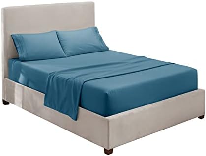 Hearth & Harbor Queen Size Sheets - 4 Piece Bed Sheet Set, Hotel Luxury Double Brushed Bed Sheets - Extra Soft Bedding Sheets & Pillowcases, Queen, Blue Heaven
