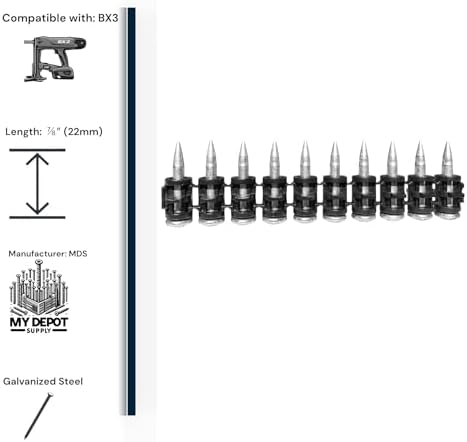 BX3 1’’ Concrete Nails For Hilti BX3-1,000 X-P 24 B3 MX CONCRETE NAILS Compatible