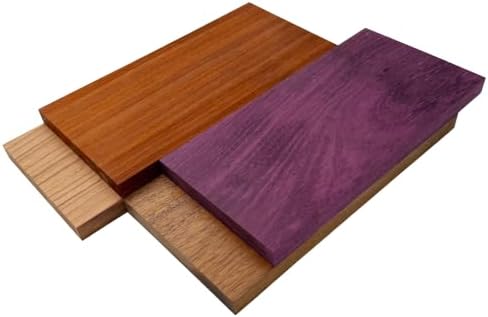 Imported Exotic Hardwood Variety Pack - Padauk, Red Zebrawood, Purpleheart, and Merbau (3/4" x 6" x 18" (4 Pcs))