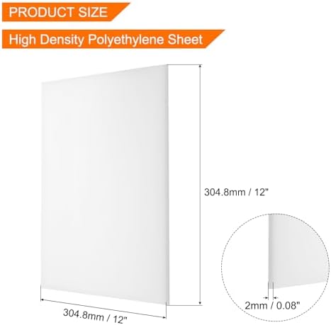 MECCANIXITY UHMW Sheet Ultra High Molecular Weight Polyethylene Sheet, 1/16" Thick Hard HDPE Plastic Sheet Board for DIY Craft 12" x 12" White