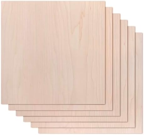 Proflex Maple Plywood 24pcs, 1/8" x 12” x 12” Real Wood Plywood Sheets Premium “A” Grade with Smooth Sanded Finish, Perfect for Laser Cutting & Engraving, Crafts, and DIY Projects.