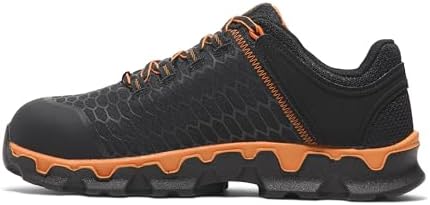 Timberland PRO Men's Powertrain Sport Alloy Safety Toe Industrial Athletic Work Shoe, Black/Orange-2024 New, 10.5