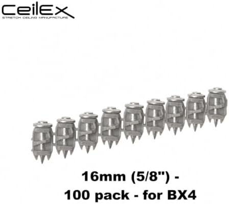 100x Collated Concrete Nails 5/8 Inch (16mm) for Hilti BX 4 (BX4) Cordless Concrete Nailer, B4 MX Collated Strip, Full Round Head Hardened Steel Pins for Metal Track, Drywall & Concrete
