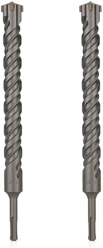 SDS Plus Bits (1-1/8"*12")-2PCS Rotary Hammer Drill Bits Set Cross Carbide Tips for Concrete, Brick, Cement Walls, Stone, Brick
