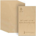 Baltic Birch Plywood 24 x 40 x 1/4 Inch- 6 mm Craft Wood, Pack of 8 B/BB Grade, Stronger Than Basswood Sheets or Balsa Wood, Perfect for Laser, CNC Cutting, Wood Burning, by Woodpeckers