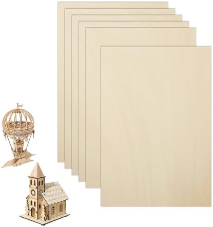 6 Pack Basswood Sheets 18"×24"×7/64" Unfinished Plywood Sheet