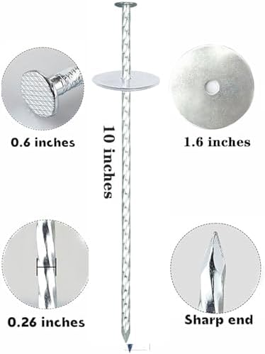 10" 40 Pack Galvanized Metal Landscape Stakes Heavy Duty Anchoring Spikes