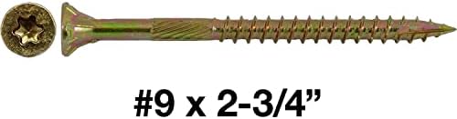 Jake Sales #9 x 2 3/4" Gold Star Wood Screw Torx/Star Drive Flat Head (Full Box - 2,000 Screw Count) - Multipurpose Torx/Star Drive Wood Screws