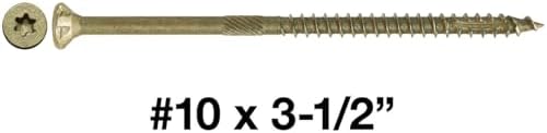 Jake Sales #10 x 3-1/2" Bronze Coated Multipurpose Wood Screw Torx/Star Drive Flat Head (1 Pound - 54 Approx. Screw Count) Exterior Coated - ACQ Compatible Wood Screws