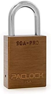 PACLOCK's 90A-PRO Padlock, 1/4" Diameter Hard. Stainless Steel Shackle, 1-3/16" Tall, High Performance 7-Pin Cylinder w/ 1 Key, Keyed Alike, Brown