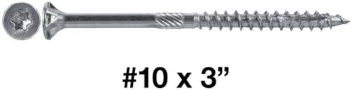 #10 x 3 Silver Star Stainless Steel Wood Screw Torx/Star Drive Head - Grade 305 Stainless Steel Torx/Star Drive Wood Screws -(Full Box - 1,500 Approx. Screw Count)
